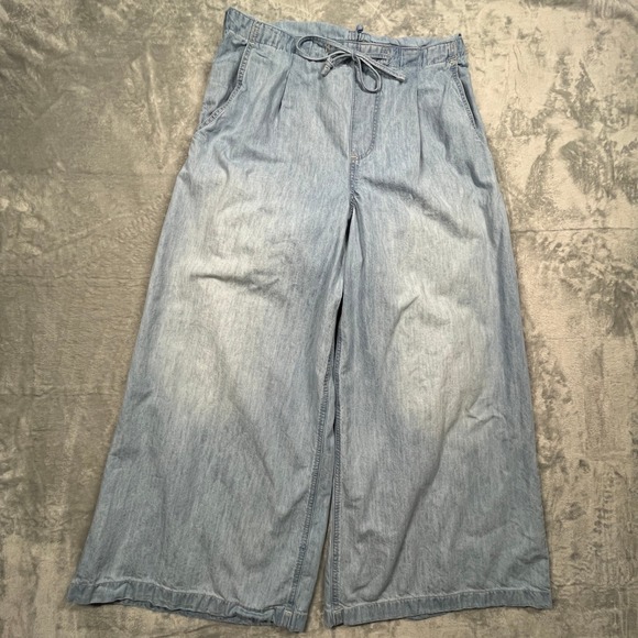 Free People We The Free Dion Jumpsuit Women Blue Denim Halter Wide Leg Boho S - Picture 7 of 15